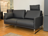 Rolf Benz - Sofa Cara SB168 Leder 38.109 Graublau Kufe Glanzchrom mit Beinauflage - 4