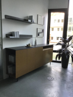 Novamobili - Sideboard Front Lack Matt Ambra Braun Deckplatte Marmor Pietra Schwarz Gestell Metall Brüniert Mit Konsolen Ellie Schwarz - 2
