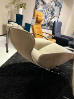 Jori - Relaxsessel Daydreamer Innen Stoff Depero 204 Creme Außen Leder Nubuck Cream Gestell Bronze Matt Lackiert Inklusive Kopfkissen - 9