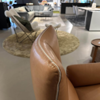 COR - Drehsessel Jalis Lounge Leder Puro Cognac Braun Tellerfuß Graubraun mit Hocker - 5