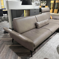 himolla - Ecksofa 1928 Leder Soft Nappa 22 Shadow Grau Inkl. Hocker Gestell Pulverbeschichtet Schwarz - 8