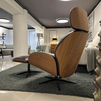 IP Design - Sessel Trinity Leder Space Schwarz 3 Nussbaum Geölt Sternfuß Schwarz Matt Manuell Verstellbar - 2