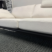 Bielefelder Werkstätten - Sofa Spirit BW155-3006 Stoff Mara Weiß Metallfuß Schwarz Matt mit Rückenbügel und Kissen - 3