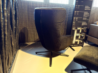 Brühl - Sessel Victor Stoff 4490 99 Schwarz Drehgestell Stahl Schwarz Inklusive Hocker - 4