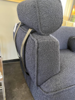 Leolux - Sofa Divan Loya Stoff Robou 17 Midnight Blue Blau Sockel Leder Senseo Eclipse Blau Inkl. Kopfstütze + Armrolle - 6