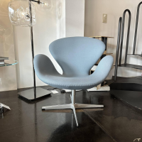 Fritz Hansen - Sessel Der Schwan Stoff Kvadrat Cava 932 Blau Gestell Satingebürstetes Aluminium - 5