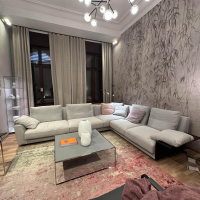 Walter Knoll - Ecksofa Grand Suite Stoff Lino 7707 Shadow Grau Beige Untergestell Massivholz Schwarz Lackiert Inkl. Ablage Leder Saddle Coffee Braun - 2