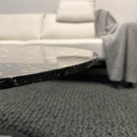 Bielefelder Werkstätten - 2er-Set Kelly Platte Terrazzo Portoro Platte Glas Fuß Metall Schwarz - 5