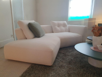 Cassina - Sofa Sengu Bold 565 A2 Stoff L Look Bianco Beige Weiß Mit Halbinsel Links Und Rückenkissen - 7