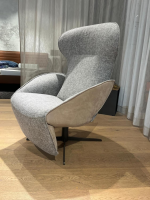 Jori - Relaxsessel Daydreamer Außenseite Leder Nubuck Cream Innen Stoff Grau - 4