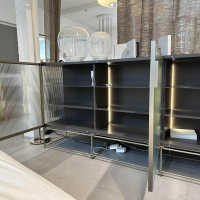 Ligne Roset - Vitrine Canaletto Front Klarglas Korpus Lack Bleigrau Inklusive LED Beleuchtung - 9