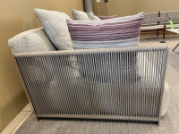 Flexform - Outdoor Sofa Vulcano Stoff Cora N A117 C Grau Geflecht Kordel Sand 8001 Grau Metallgestell Elektropoliert Mit Kissen - 4