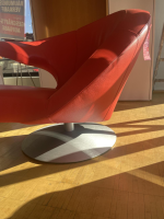 Leolux - Drehsessel Parabolica 320 100 Leder Senso 6870 Grenadine Orange Rot Tellerfuß Aluminium Gebürstet - 5