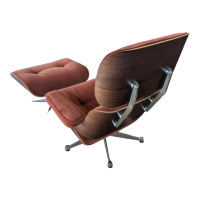 Vitra - Sessel Lounge Chair Stoff Calma Brandy Rot mit ottoman - 2