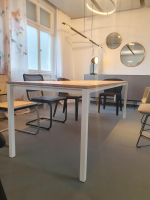 Janua - Tisch S600 Platte Eiche Weiß Pigmentiert Geölt Gestell Verkehrsweiß RAL 9016 Weiß Pulverbeschichtet - 6