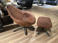 Label Vandenberg - Sessel Hidde Leder Yak Brown Braun Drehgestell Metall Black Grey Anthrazit Inklusive Hocker - 2
