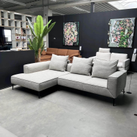 Jori - Ecksofa Longueville Landscape Stoff Savanna 0122 Grau Beige Füße Metall Schwarz Pulverbeschichtet Mit Verstellbaren Armlehnen - 4