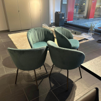 KFF - 4er-Set Armlehnstuhl Giro Sitz Stoff Seven 198 Teal Blau Rücken Stoff Lisboa 31 Blau Grün Gestell Metall Schwarz - 9