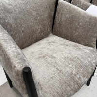 COR - 6er Set Stuhl Kagu 661 Stoff 10 Elitis Chouchou LR 11303 Grau Gestell Eiche Dunkel Lackiert - 5