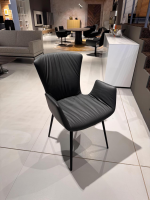 Draenert - Armlehnstuhl Dexter Leder I 919 Grau Gestell Stahl Schwarz Pulverbeschichtet - 2