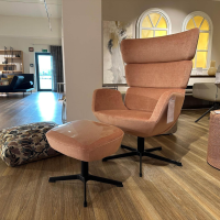 Conform - Sessel Turtle Stoff Velvety 1456 32 Peach Rosa Drehgestell Schwarz Lackiert Mit Hocker Und Verstellbarer Lehne - 8