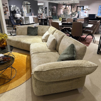 Contur - Wohnlandschaft CO Motone Stoff Lyon 07 Papyrus Beige Grau Fuß Verdeckter Gleiter Inklusive Kissen - 5