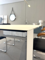 Kettnaker - Esstisch Soma Platte Weißglas Matt Weiß Gestell Metall Chrom Glänzend Blenden Weißglas Matt Mit Auszug - 8