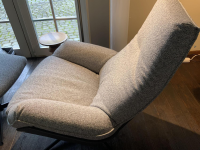 Bielefelder Werkstätten - Sessel Daron Stoff T Normandie Beige Füße Schwarz mit Hocker - 4