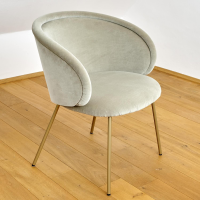 Freifrau - Armlehnstuhl Ona Bezug Stoff Velour Kvadrat Harald 3 143 Goldbeige Beige Stahlgestell Ona Messing ME021 - 4