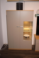 Rietberger Möbelwerke - Wohnwand Lodano Lack Cashmere Grau Eiche Sand mit Beleuchtung - 2