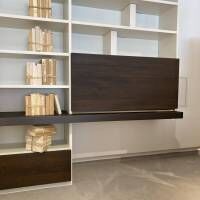 Molteni & C - Wohnwand 505 Kalkweiß Ulme Dunkel Formprofil Zinnfarbig - 5
