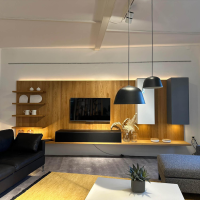 Team 7 - Wohnwand Eiche Natur Geölt Mit Glaswange Weiß Matt Und Mittelgrau Matt Mit Stofffront - 7