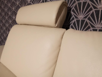 Contur - Ecksofa Collina Leder L50 WP Ecru Beige Füße Metall Gebürstet Mit Sitztiefenverstellung Und Klappbaren Armlehnen - 4