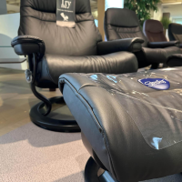 Stressless - Sessel Sunrise M Leder 094 Paloma 19 Black Schwarz Gestell Classic Schwarz Inklusive Hocker - 3