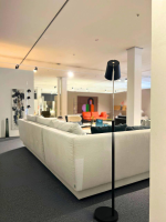 Walter Knoll - Sofa Grand Suite Stoff Lino Shadow 7707 Creme Ablage Leder Saddle Schwarz Sockel Buche Schwarz Lackiert - 5