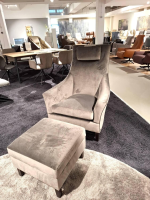 Bielefelder Werkstätten - Sessel Saloni Stoff Amica BW1731-323 Beige Grau mit Hocker - 6