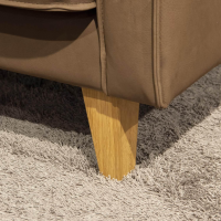 DFM - Upholstered suite Elian set of 3 leather W11 color chocolate feet oiled oak - 5