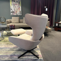 Walter Knoll - Sessel Onsa Stoff Gaia 7889 Champagne Beige Gestell Metall Bronze Pulverbeschichtet Inklusive Hocker - 8