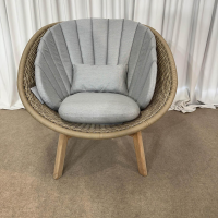 Cane Line - Loungesessel Peacock 402 Kunstfasergeflecht Natural Braun Gestell Teakholz Natur Geölt Mit Kissensatz Taupe Grau - 4