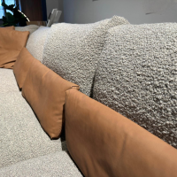 Cierre - Polstergruppe Stoff Smilla 11 Grau Beige Gestell Chrom Schwarz Mit Leder Pelle Setanil 76 Braun Mit Kissen - 7