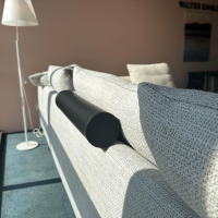 Walter Knoll - Ecksofa Muud Stoff Weave 7757 Pearl Gestell Schwarz Nackenrolle Leder Paco Black Schwarz - 9