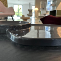 Ligne Roset - Couchtisch Lewa Platte Esche Schwarz Auflage Keramik Ebenschwarz Füße Stahl Schwarz Lackiert - 5