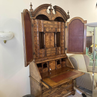 Colombo Style - Sekretär Nussbaum Wurzel Massiv Mit Ledereinlagen - 3