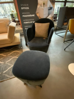 Brühl - Sessel Floret Stoff 4473 69 Dunkelblau Samt Gestell Flachstahl Schwarz Pulverbeschichtet Inklusive Hocker - 3