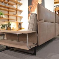IP Design - Ecksofa Cube Air Stoff Kat. 10 Beige Grau Gestell Leder Braun Füße Metall Matt Schwarz - 2