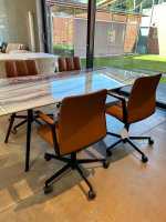 Walter Knoll - 4er Set Stuhl Leadchair Management Leder Napoli Cognac Braun Gestell Schwarz Matt Pulverbeschichtet Füße Rollen Schwarz - 8