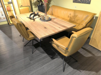 Koinor - Speisegarnitur Alino Leder B Bonito Ocra Gelb Braun Platte Balkeneiche Gestell Flachstahl Und Metall Schwarz Matt - 2