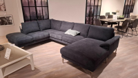 Global - Ecksofa Oviedo Stoff Regain Indigo Blau Füße Metall Matt Gebürstet - 3