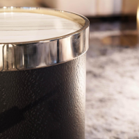 Minotti - Beistelltisch Bailly Platte Aus Zebrino Marmor Oberseite Hellgold Umrandet - 4