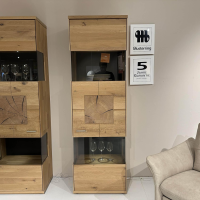 Musterring - Vitrine Portland Holz Wildeiche Massiv Weißgeölt Glas Anthrazit Satin Mit Beleuchtung Anschlag Rechts - 6